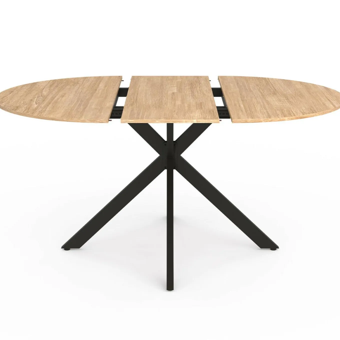 IDMarket Table à manger ronde extensible noir et bois pour 6-8 personnes* Tables