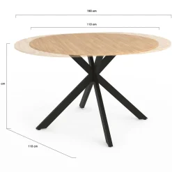 IDMarket Table à manger ronde extensible noir et bois pour 6-8 personnes* Tables