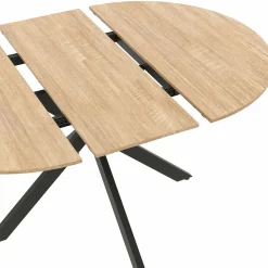 IDMarket Table à manger ronde extensible noir et bois pour 6-8 personnes* Tables