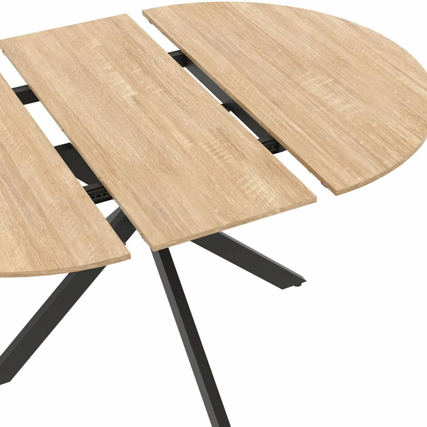 IDMarket Table à manger ronde extensible noir et bois pour 6-8 personnes* Tables