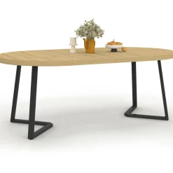 IDMarket Table à manger ronde extensible 110-200 cm 4-10 personnes en bois et pieds noirs* Salle À Manger Complète|Tables Et Chaises