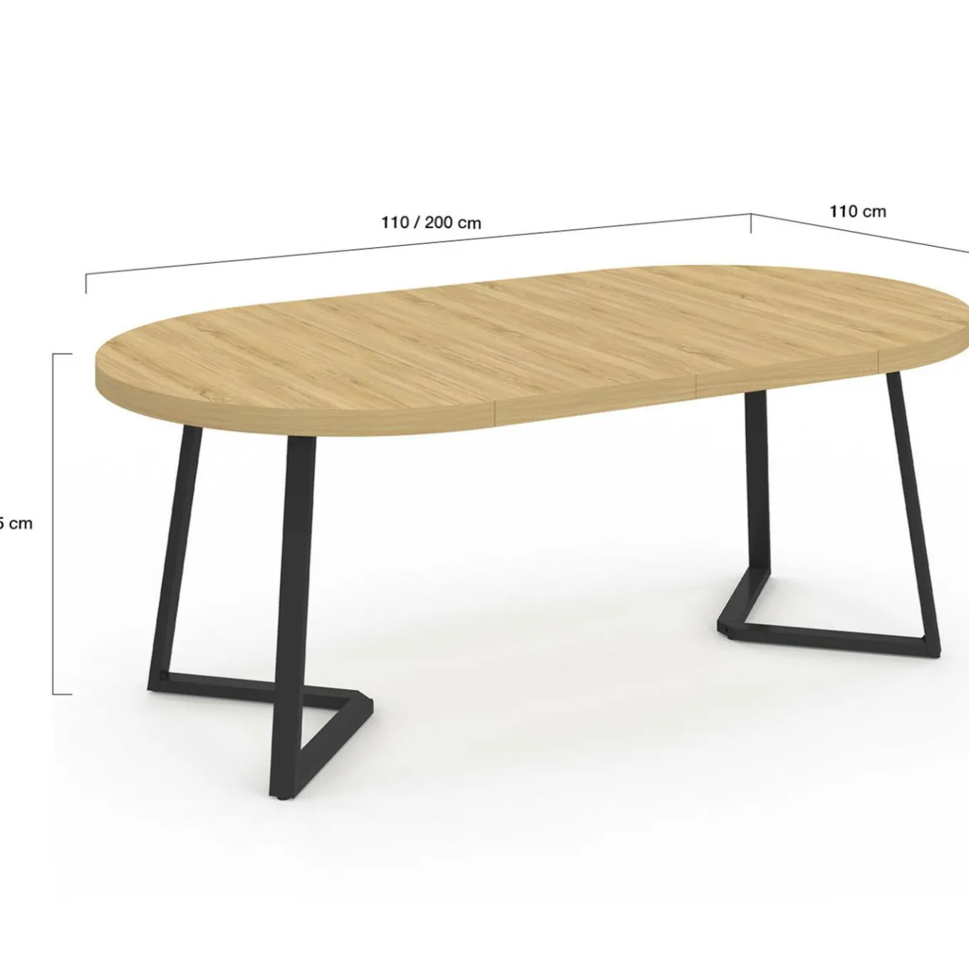 IDMarket Table à manger ronde extensible 110-200 cm 4-10 personnes en bois et pieds noirs* Salle À Manger Complète|Tables Et Chaises