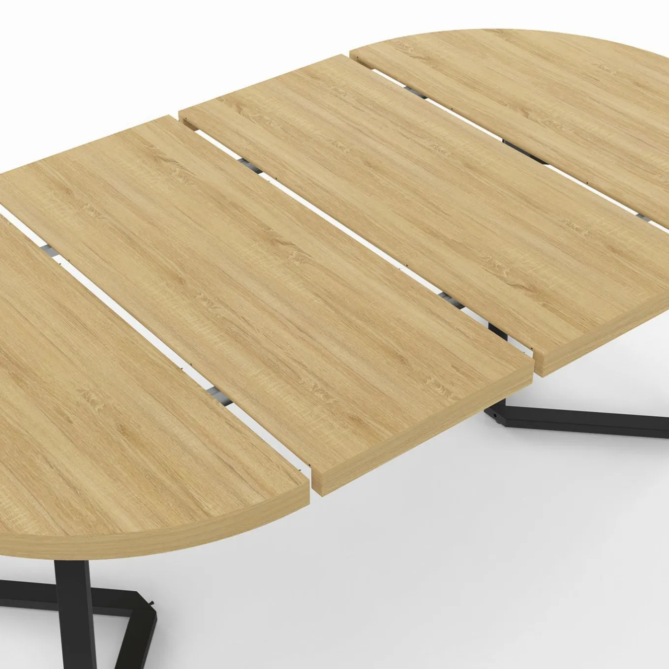 IDMarket Table à manger ronde extensible 110-200 cm 4-10 personnes en bois et pieds noirs* Salle À Manger Complète|Tables Et Chaises