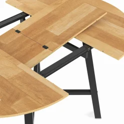 IDMarket Table à manger ronde extensible bois et métal noir* Meubles En Bois|Collection Industrielle