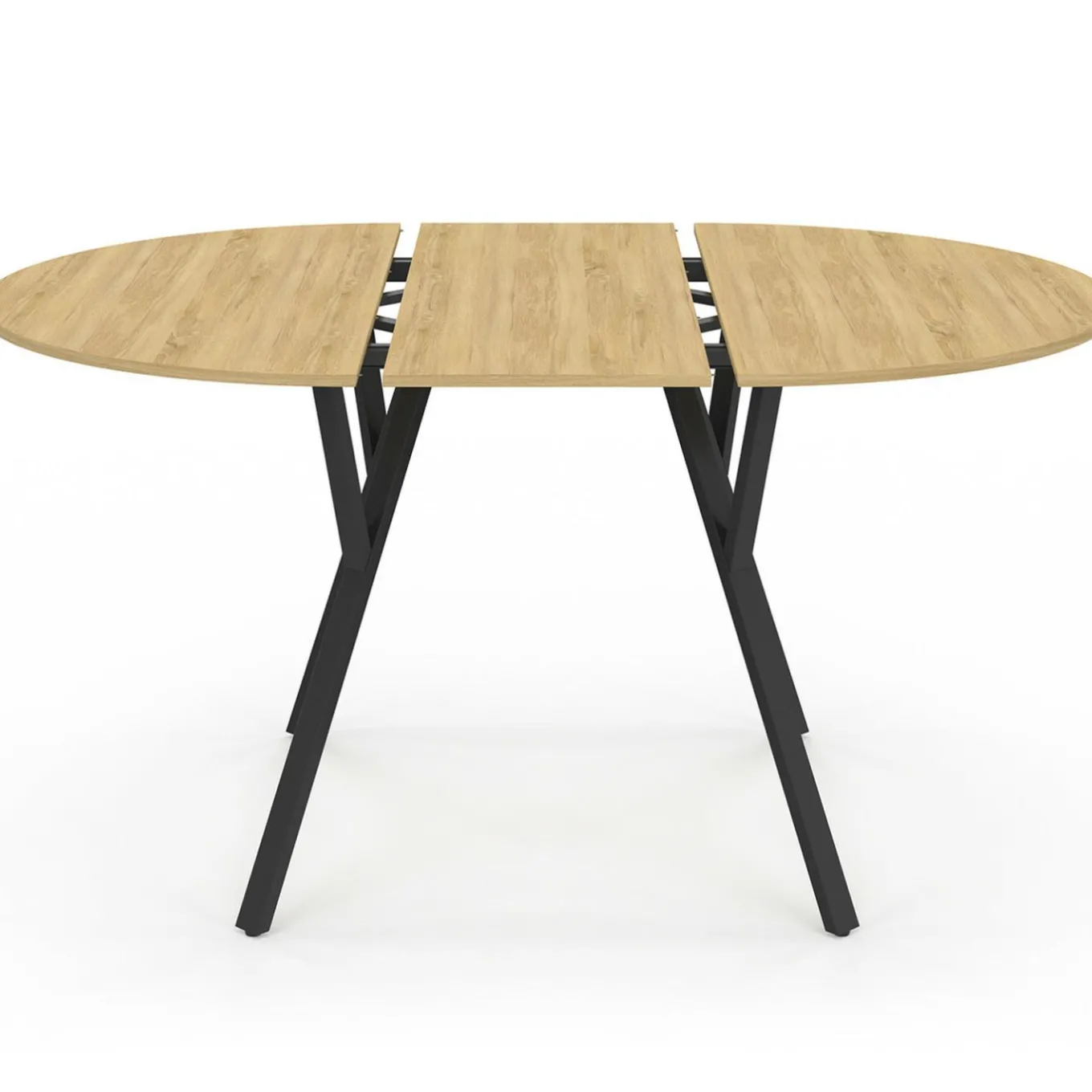 IDMarket Table à manger ronde extensible 110-150 cm 4-8 personnes bois et noir design industriel* Tables|Tables Et Chaises