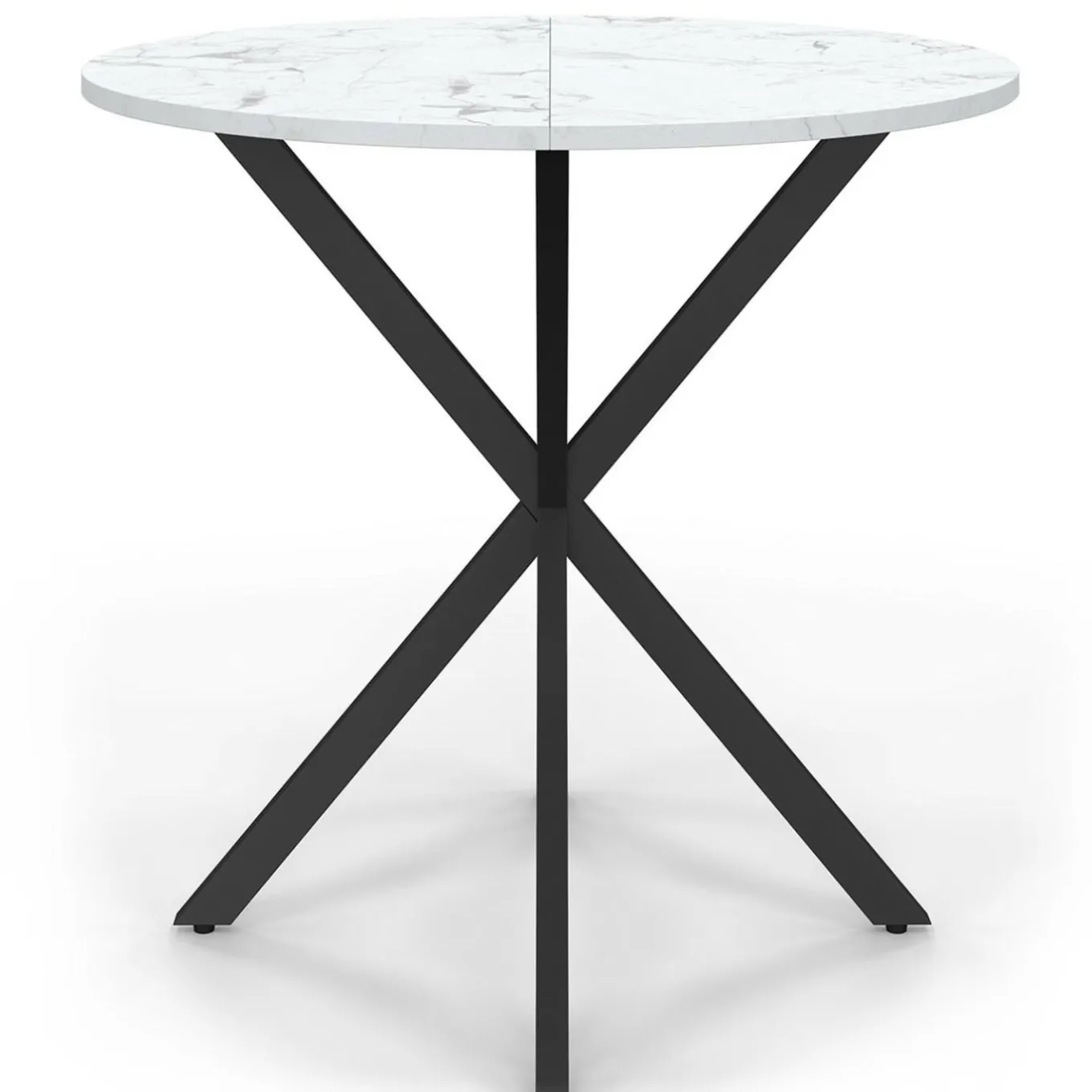 IDMarket Table à manger ronde plateau effet marbre blanc pied araignée noir 4 personnes* Collection Design|Collection Moderne