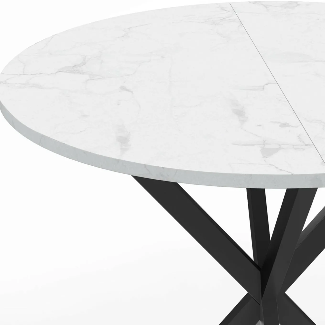 IDMarket Table à manger ronde plateau effet marbre blanc pied araignée noir 4 personnes* Collection Design|Collection Moderne