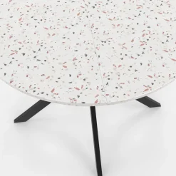 IDMarket Table à manger ronde plateau effet terrazzo et noir 110 cm* Collection Design|Collection Scandinave