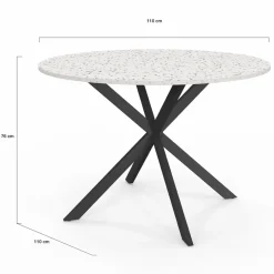 IDMarket Table à manger ronde plateau effet terrazzo et noir 110 cm* Collection Design|Collection Scandinave