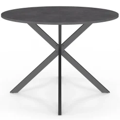 IDMarket Table à manger ronde plateau effet béton 110 cm pied araignée gris anthracite 6 personnes* Meubles En Bois|Collection Moderne