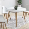 IDMarket Table à manger ronde scandinave 110 cm blanc* Tables
