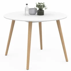 IDMarket Table à manger ronde scandinave 110 cm blanc* Tables