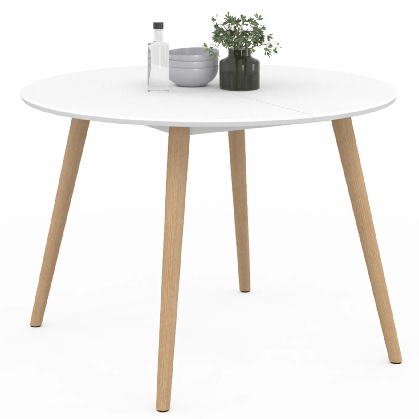 IDMarket Table à manger ronde scandinave 110 cm blanc* Tables