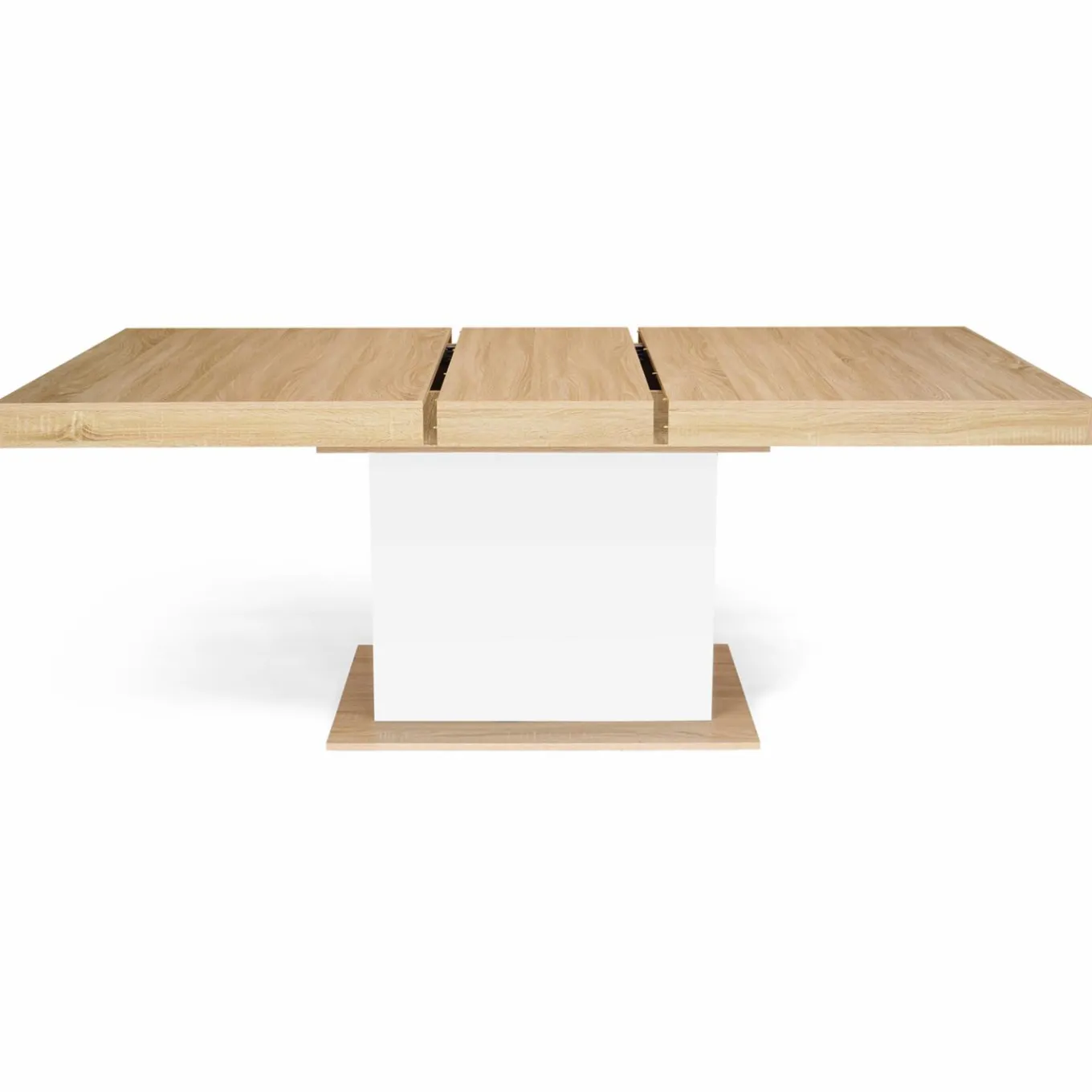 IDMarket Table avec pied central bois et blanc extensible* Meubles En Bois|Collection Design