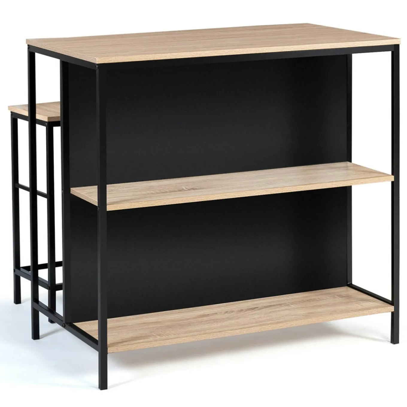 IDMarket Table bar industriel 2 tabourets* Meubles Hauts|Meubles Noirs