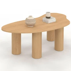 IDMarket Table basse 100 cm bois effet hêtre style organic* Tables Basses|Salon Complet