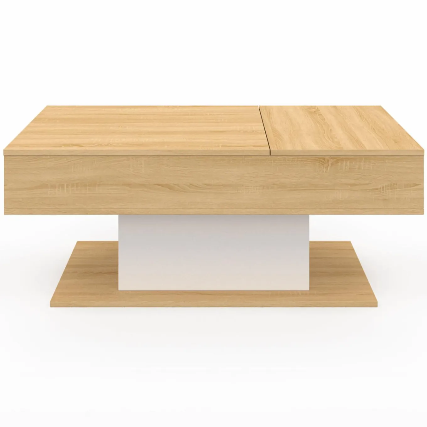 IDMarket Table basse 2 plateaux relevables bois et blanc* Tables Basses|Salon Complet