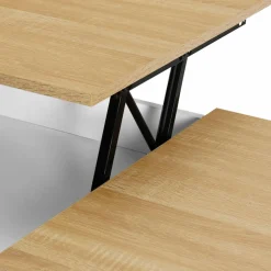 IDMarket Table basse 2 plateaux relevables bois blanc et façon hêtre* Meubles Blancs|Meubles En Bois