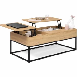 IDMarket Table basse avec 2 plateaux relevables style industriel* Meubles Bas|Collection Industrielle