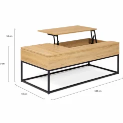 IDMarket Table basse avec 2 plateaux relevables style industriel* Meubles Bas|Collection Industrielle