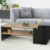 IDMarket Table basse avec bar bois et noir* Meubles Noirs|Collection Design