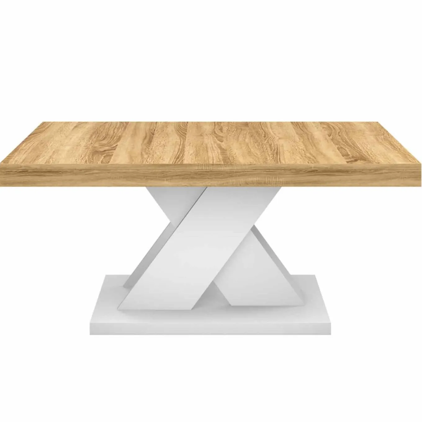 IDMarket Table basse avec plateau bois et pied en X blanc* Tables Basses