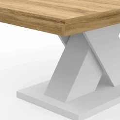 IDMarket Table basse avec plateau bois et pied en X blanc* Tables Basses