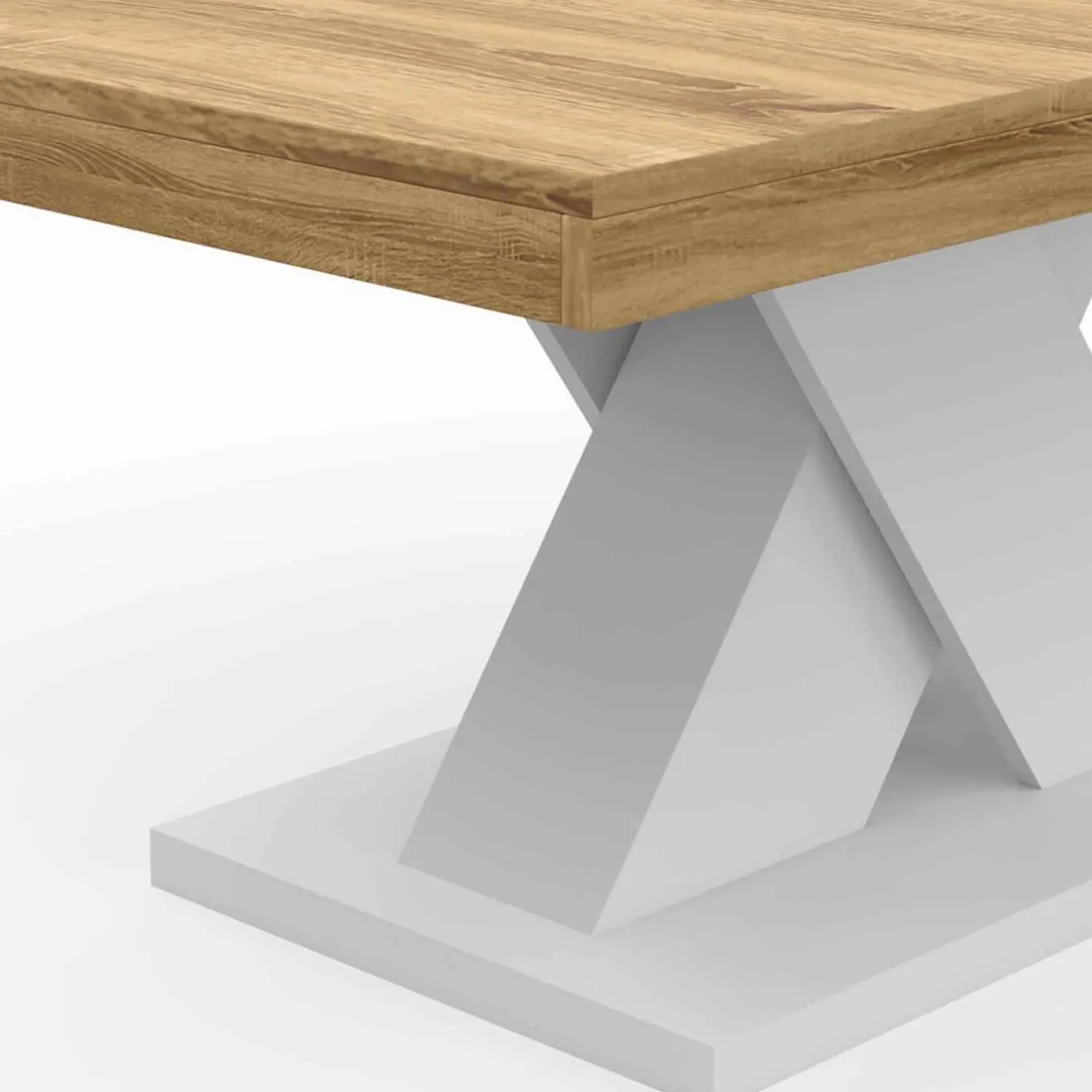 IDMarket Table basse avec plateau bois et pied en X blanc* Tables Basses