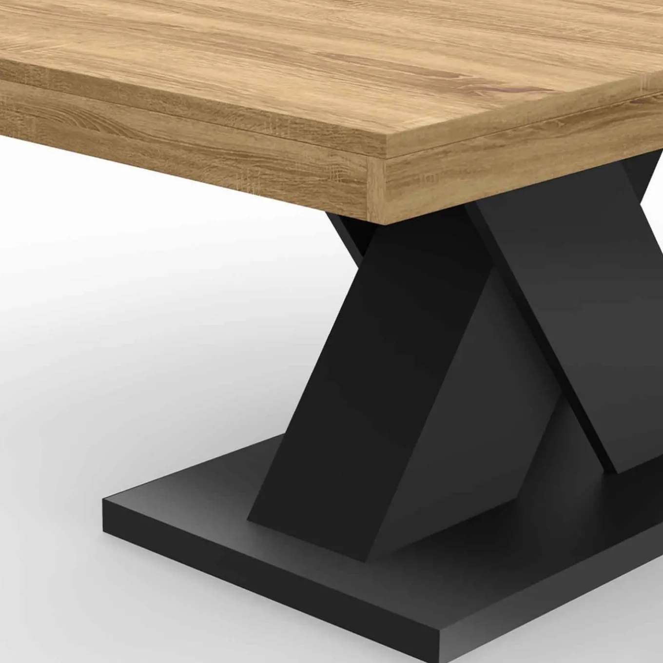 IDMarket Table basse avec plateau bois et pied en X noir* Tables Basses
