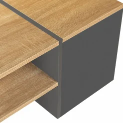 IDMarket Table basse avec rangement bar 110 cm bois imitation hêtre et gris* Collection Design|Collection Moderne