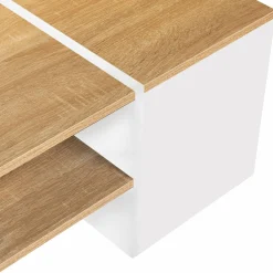 IDMarket Table basse avec rangement bar 110 cm bois imitation hêtre et blanc* Meubles Bas|Meubles Blancs