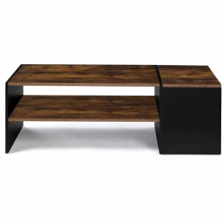 IDMarket Table basse bar avec coffre bois foncé et noir* Collection Design|Collection Moderne