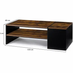 IDMarket Table basse bar avec coffre bois foncé et noir* Collection Design|Collection Moderne