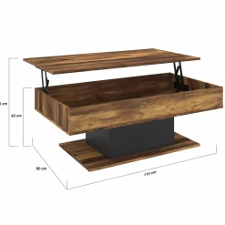IDMarket Table basse bois effet vieilli et noir* Collection Moderne|Tables Basses