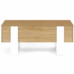 IDMarket Table basse bois et blanc avec plateau relevable* Collection Design|Collection Moderne