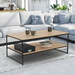 IDMarket Table basse bois métal industriel* Meubles Bas|Collection Industrielle