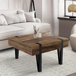 IDMarket Table basse carrée 1 tiroir et pied épingle* Meubles En Bois|Tables Basses