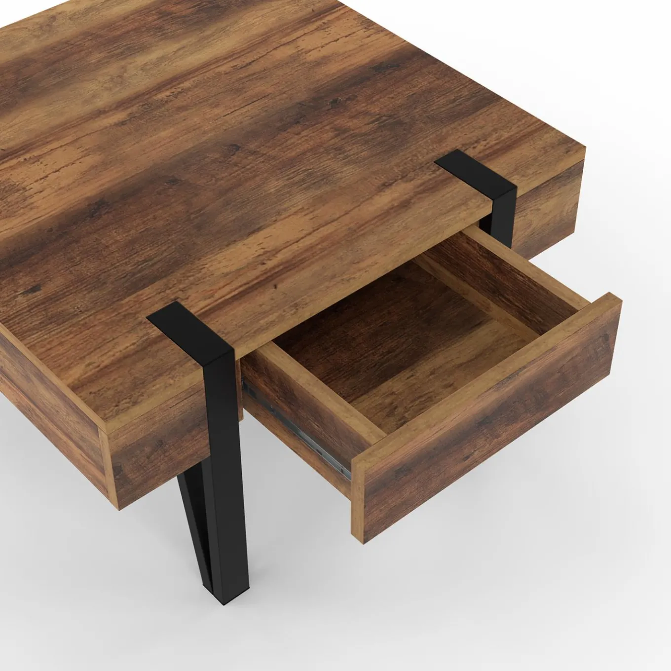 IDMarket Table basse carrée 1 tiroir et pied épingle* Meubles En Bois|Tables Basses