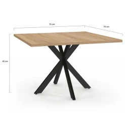 IDMarket Table basse carrée pied araignée 70 cm bois et noir* Tables Basses