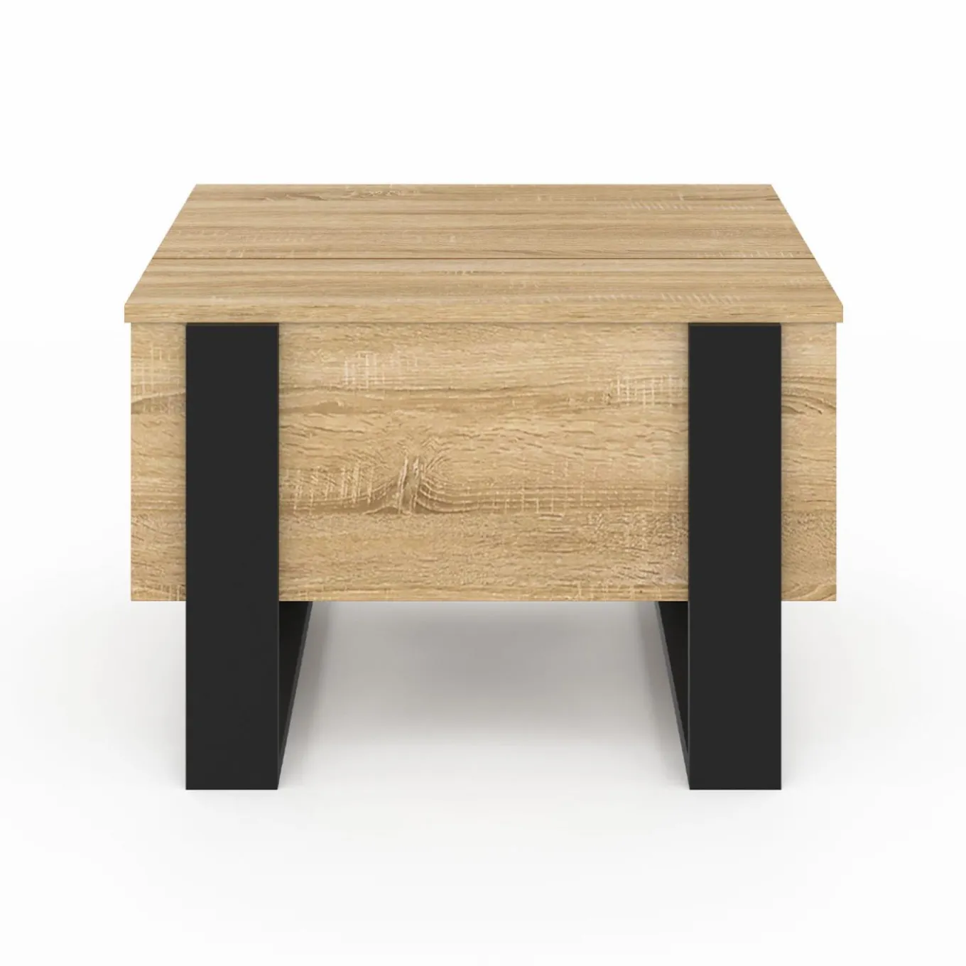 IDMarket Table basse carrée plateau relevable bois et noir* Salon Complet|Tables Basses