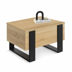 IDMarket Table basse carrée plateau relevable bois et noir* Salon Complet|Tables Basses