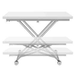 IDMarket Table basse convertible en table à manger blanche* Meubles Blancs|Collection Design