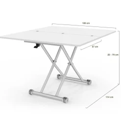IDMarket Table basse convertible en table à manger blanche* Meubles Blancs|Collection Design