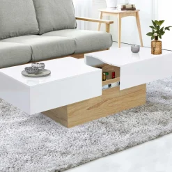 IDMarket Table basse design blanche avec rangement mini bar intégré* Collection Design|Collection Contemporaine
