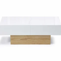 IDMarket Table basse design blanche avec rangement mini bar intégré* Collection Design|Collection Contemporaine