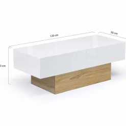 IDMarket Table basse design blanche avec rangement mini bar intégré* Collection Design|Collection Contemporaine
