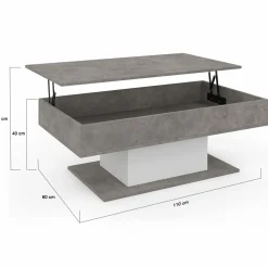 IDMarket Table basse effet béton et blanc* Collection Moderne|Tables Basses