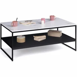 IDMarket Table basse effet marbre double plateau* Collection Design|Collection Moderne