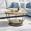 IDMarket Table basse filaire ronde double plateau* Collection Industrielle|Salon Complet