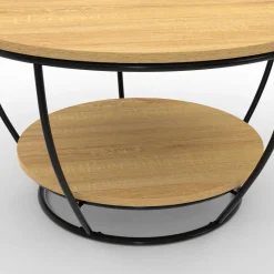 IDMarket Table basse filaire ronde double plateau* Collection Industrielle|Salon Complet